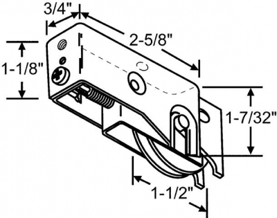 1-1/2 Sldg Gls Dr Roller