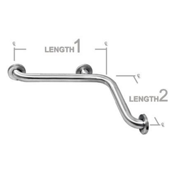 1-1/2&quot;x 24&quot; x 18&quot; Angled Concealed Mount Grab Bar