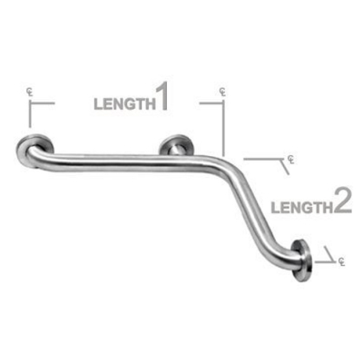 1-1/4"x 24" x 18" Angled Concealed Mount Grab Bar