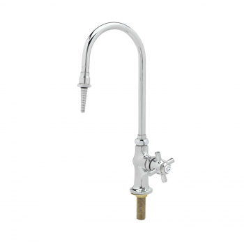 T&amp;S Lab Faucet, Tin Lined, Single Temp, Swivel/Rigid Gooseneck, Serrated Tip, Fast Self Closing