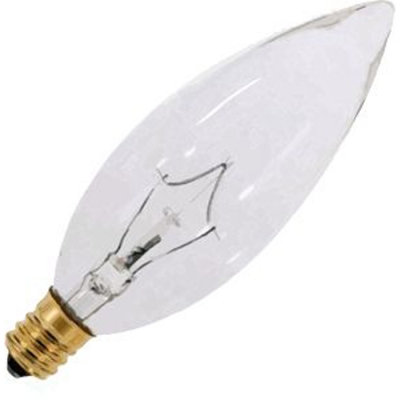 25w Clear Torpedo Bulb Candelabra Base