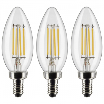 4W 3-Pack LED Filament Bulb Cand Base 2700K