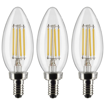 4W 3-Pack LED Filament Bulb Cand Base 2700K