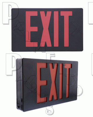 Exit Sign w/Batt Bkup Black