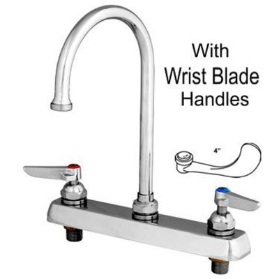 T&S 8 Workboard Faucet W/ Gooseneck Wrist Blade Handles