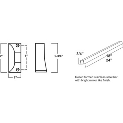 3/4" x 24" Exposed Screw Towel Bar Set Stainless Steel