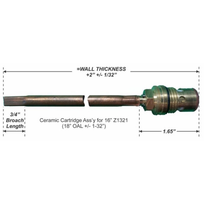 Ceramic Cartridge Ass'y for 16" Z1320/Z1321<BR>18" OAL