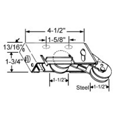 Sliding Glass Door Roller -Tandem 1-1/2"