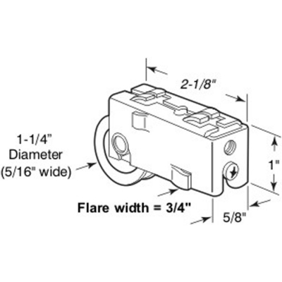 Roller 1-1/4" Wheel -2-1/8" L Smith Carry