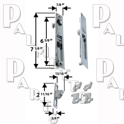 Sliding Door Handle/Lock Set -Chrome