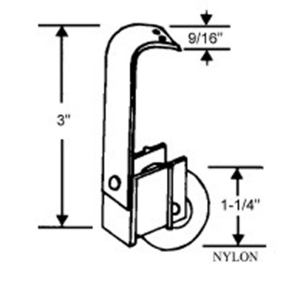 Screen Door Roller -1/1/4" Nylon Wheel