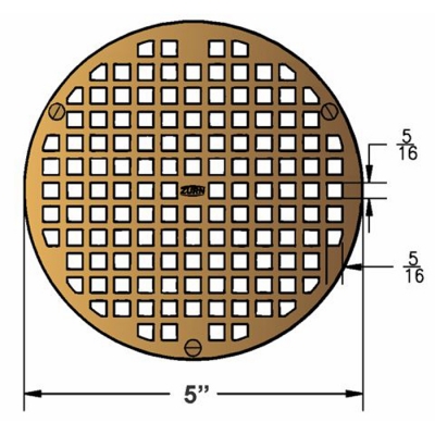 Zurn 5" Round Floor Drain Grate<BR>Plain Brass